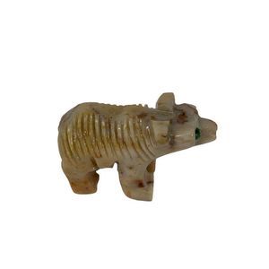 Miniature Grizzly Bear Marble Figurine Stone Hand Made 1.5"